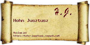 Hohn Jusztusz névjegykártya